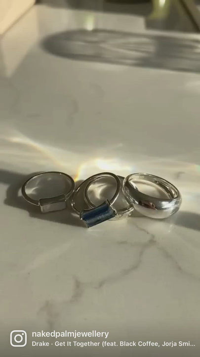 Moonstone Baguette Ring in Sterling Silver