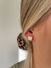 Load image into Gallery viewer, Moonstone Slice Stud Earrings in 14K Gold Vermeil
