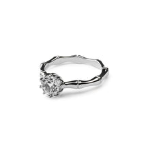 Load image into Gallery viewer, White Topaz and Bamboo Band Ring in Sterling Silver
