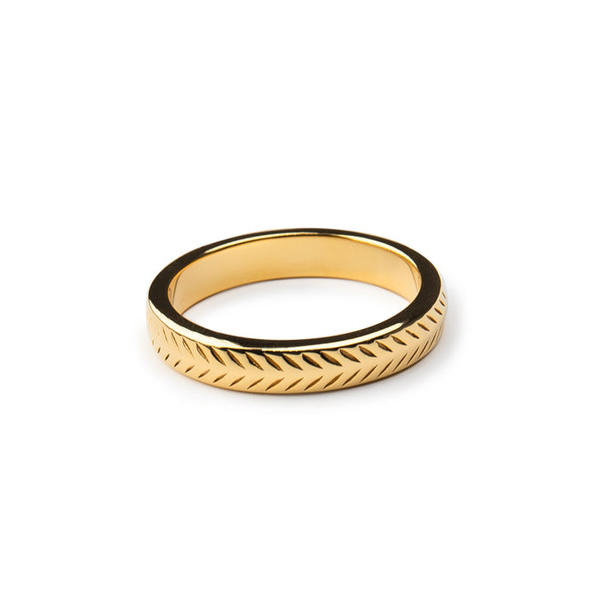 Olive Band Ring In 14K Gold Vermeil