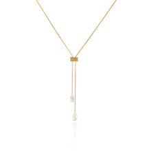 Load image into Gallery viewer, Adjustable Extra Long Pearl Lariat Necklace in 14K Gold Vermeil
