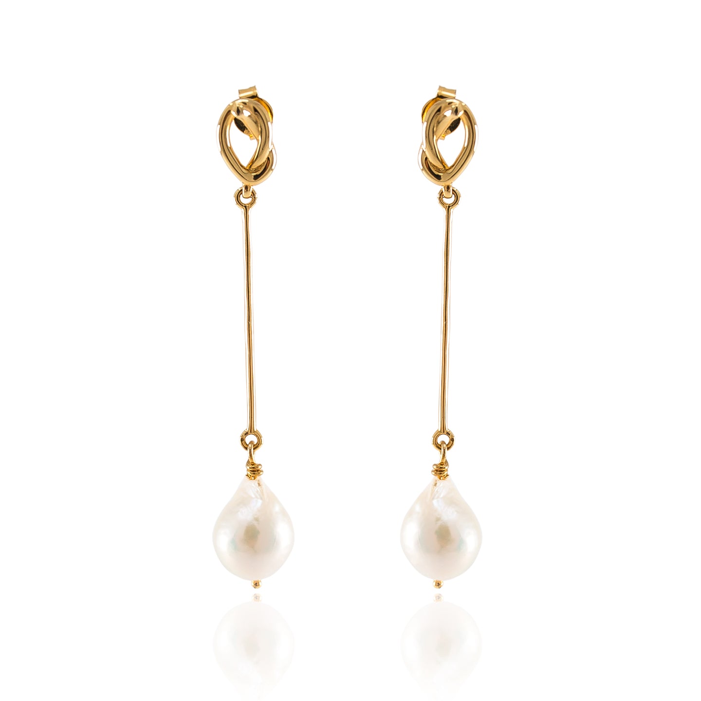 Pretzel Pearl Knot Earrings in 14K Gold Vermeil