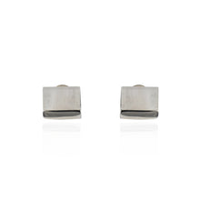 Load image into Gallery viewer, Moonstone Slice Stud Earrings in Sterling Silver
