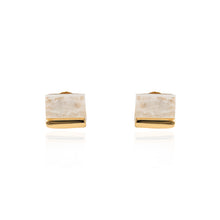 Load image into Gallery viewer, Moonstone Slice Stud Earrings in 14K Gold Vermeil
