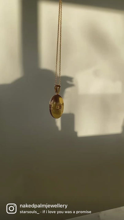 Reversible Engraved Diamond Locket Necklace in 14K Gold Vermeil