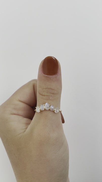 Moonstone Bubble Cuff Ring in 14K Gold Vermeil