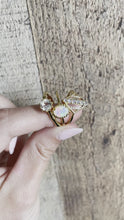 Load and play video in Gallery viewer, Oval White Opal Ring in 14K Gold Vermeil
