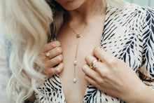 Load image into Gallery viewer, Adjustable Pearl Lariat Necklace in 14K Gold Vermeil

