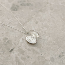 Load image into Gallery viewer, Reversible Engraved Diamond Locket Necklace in Sterling Silver
