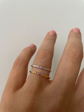 Load image into Gallery viewer, Minimal Rhodolite Stacking Ring in 14K Gold Vermeil
