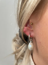 Load image into Gallery viewer, Pearl Huggies Earrings in Sterling Silver
