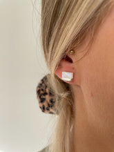 Load image into Gallery viewer, Moonstone Slice Stud Earrings in Sterling Silver
