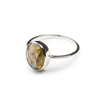 Load image into Gallery viewer, Checkertop Cut Labradorite Ring in Sterling Silver

