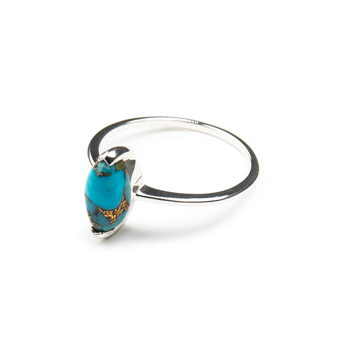 Copper Turquoise Marquise Ring in Sterling Silver