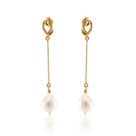 Pretzel Pearl Knot Earrings in 14K Gold Vermeil