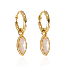 Load image into Gallery viewer, Moonstone Marquise Huggie Earrings in 14K Gold Vermeil
