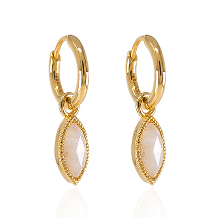 Moonstone Marquise Huggie Earrings in 14K Gold Vermeil