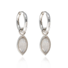 Load image into Gallery viewer, Moonstone Marquise Huggie Earrings in Sterling Silver
