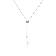 Load image into Gallery viewer, Adjustable Pearl Lariat Necklace in Sterling Silver
