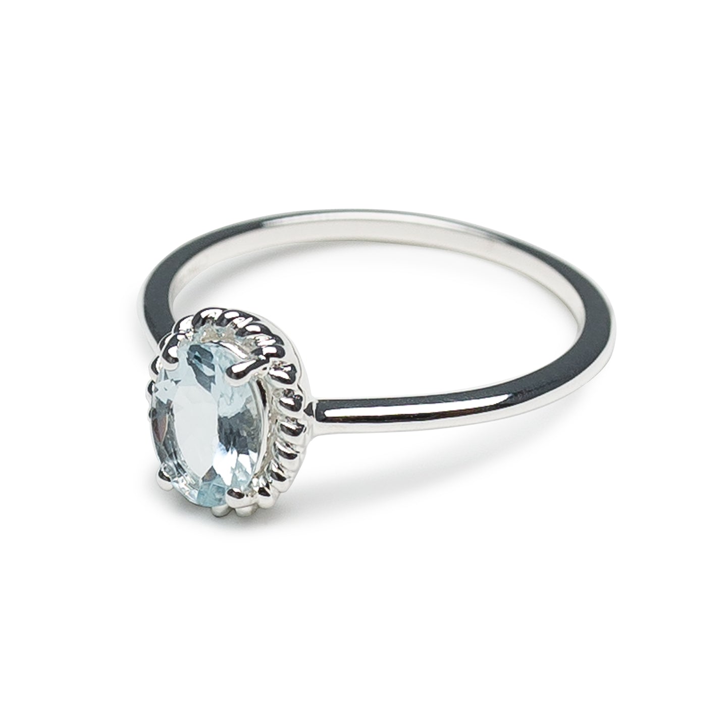 Oval Aquamarine Ring in Sterling Silver