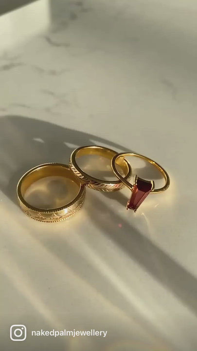 Tapered Rhodolite Ring in 14K Gold Vermeil
